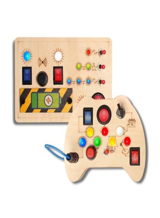 Clapstore Toys Busy Board Tinker Pad & Toggle Play Combo, LED Sensory Montessori Toys for Kids, 1-6 Years - Image 1